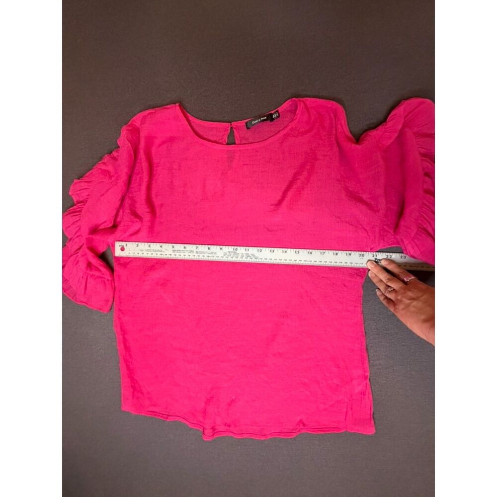Doe & Rae Pink Ruffle Sleeve Blouse Medium Textured Boho Top Size Medium - Picture 4 of 13